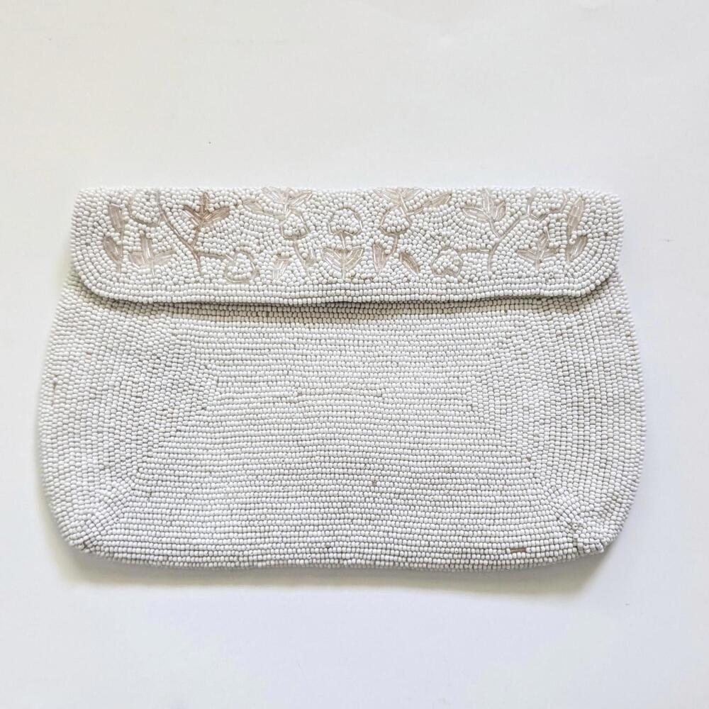 Vintage Josef White Micro Beaded Evening Bag